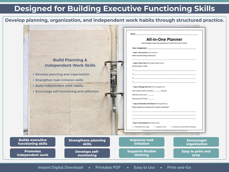 Task Initiation & Executive Functioning Bundle for Special Education | Independence Skills, IEP Support K-4 image 3