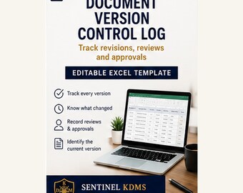 Plantilla de registro de control de versiones de documentos / Historial de revisiones y seguimiento de aprobaciones