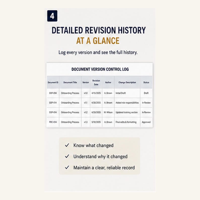 Modèle de journal de contrôle des versions de documents | Historique des révisions et suivi des approbations image 4