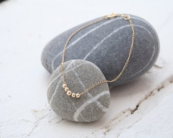 Gold Filled Bead Anklet, Dainty Summer Beach Jewelry
