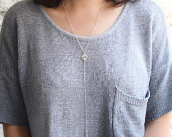 Chain Necklace, Silver Necklace, Long Necklace, Minimalist Necklace, Dainty Necklace, Delicate Necklace, Geometric Necklace, Y Necklace