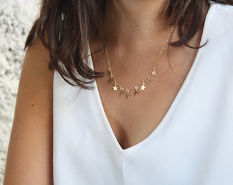 Collana a stella d'oro, collana stella ripiena d'oro, collana di fascino stella d'oro d'oro d'oro, collana di oro delicato