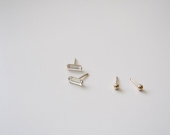 Tiny gold studs set, Minimal earrings set, Mix and match earrings set, Small crystal earrings, Sparkly studs, Dainty gold earrings set