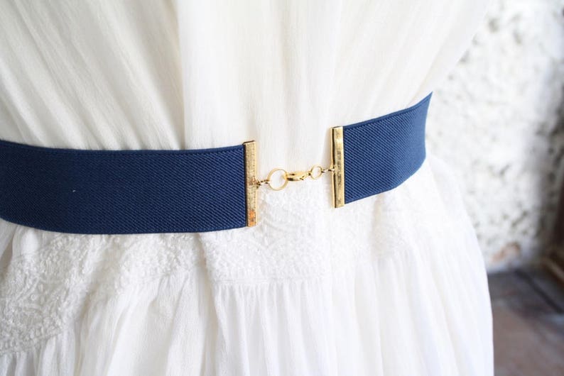 Blue wedding belt Dress belt Stretch belt blue and white belt Blue dress belt Elastic belt Woman waist belt Wide waist belt