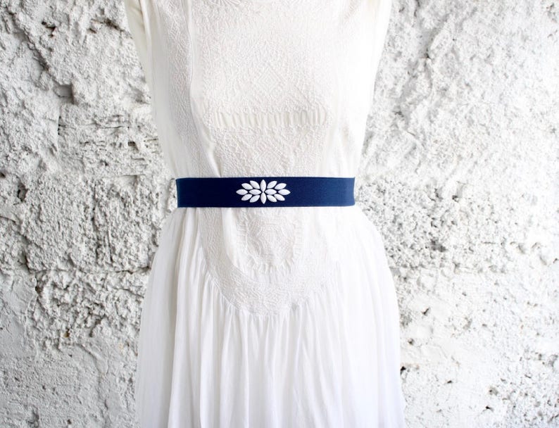 Blue wedding belt Dress belt Stretch belt blue and white belt Blue dress belt Elastic belt Woman waist belt Wide waist belt