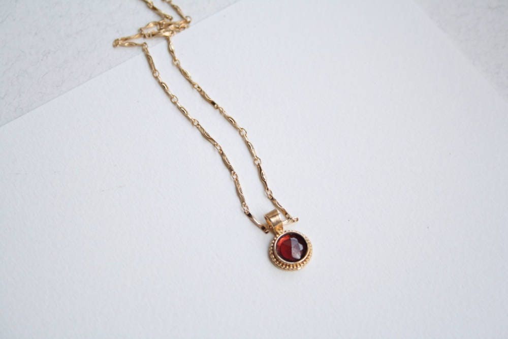 Garnet Pendant Necklace Gold Garnet 