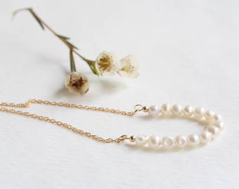 Dainty pearl necklace, pearl necklace, Pearl bar necklace, Minimal necklace, Gold filled and pearl necklace, Delicate pearl necklace