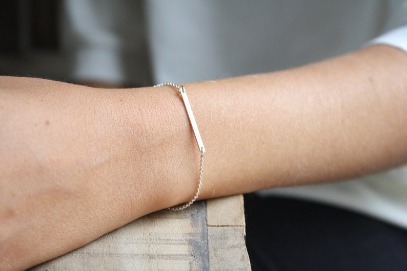 Sterling Silver Bar Bracelet Everyday Bracelet Minimalist Etsy