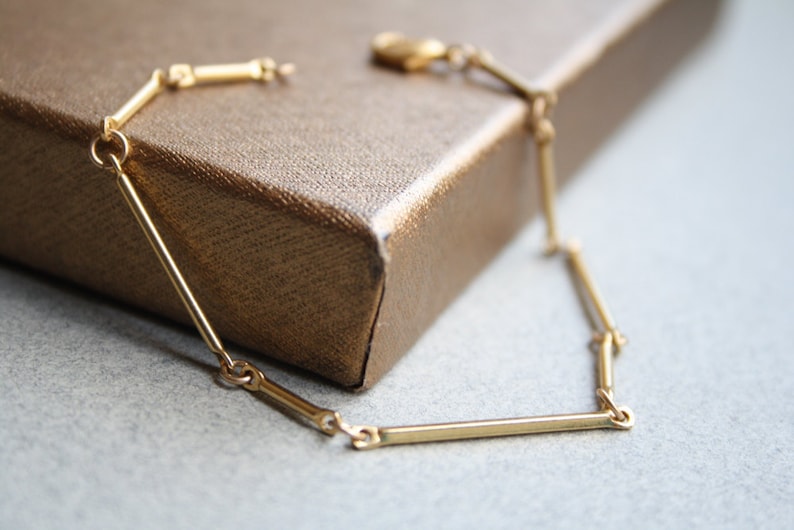Gold Bar Bracelet Dainty Gold Bar Bracelet Bar Links Etsy