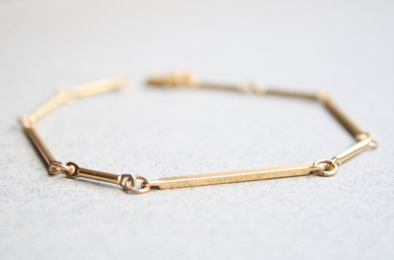 Gold Bar Bracelet Dainty Gold Bar Bracelet Bar Links Etsy