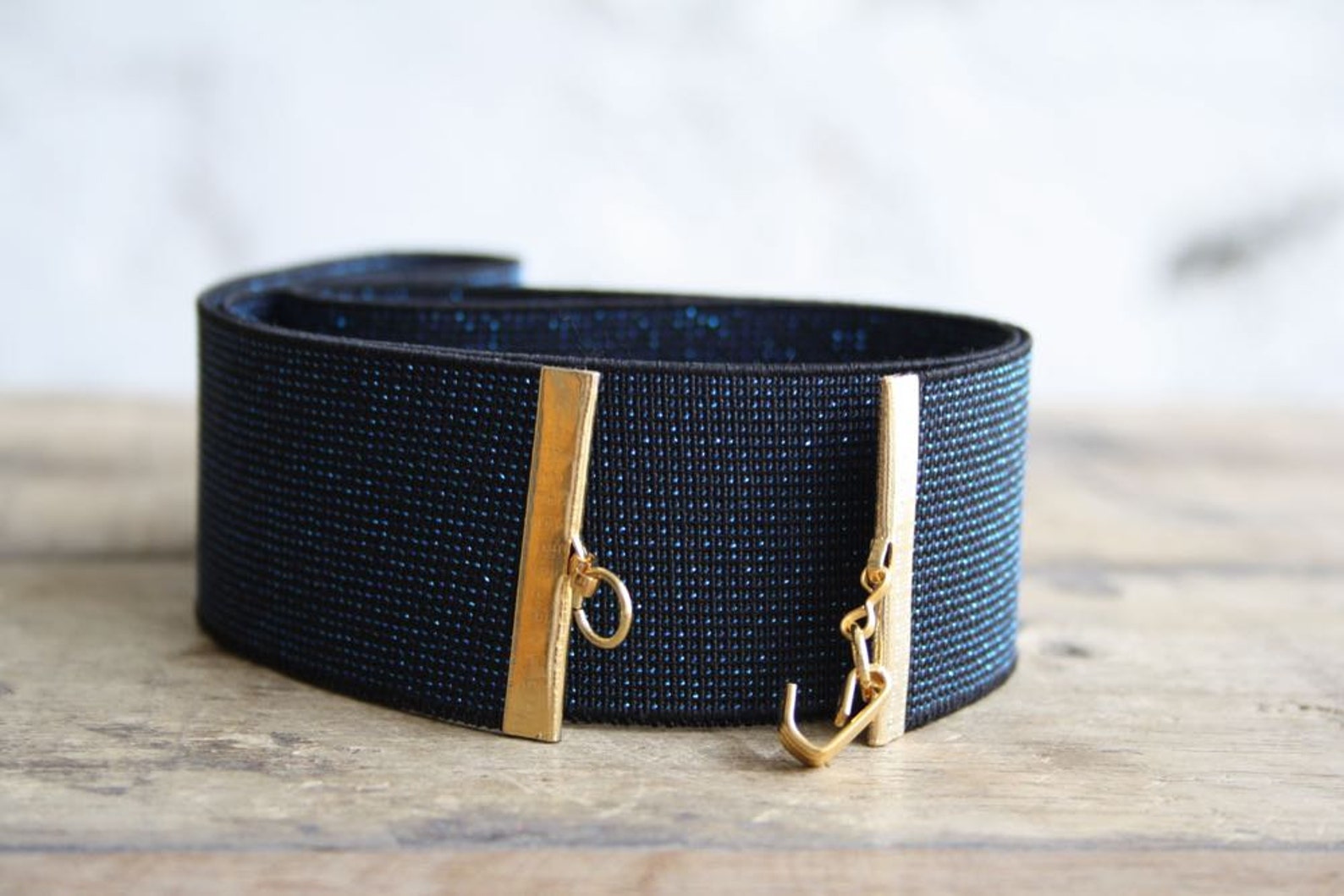 Wide blue belt navy blue belt elastic waist belt blue dress Etsy