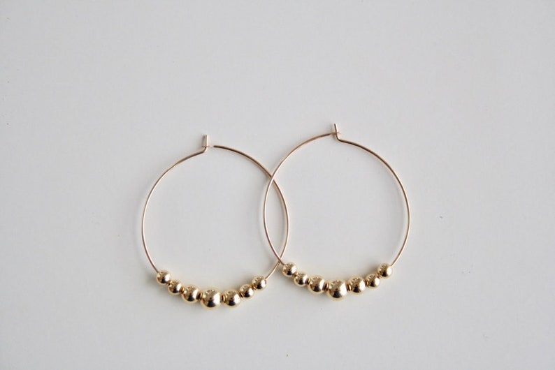 Hoop Earrings, Ball Hoop Earrings, Gold Hoop Earrings, Gold Beaded