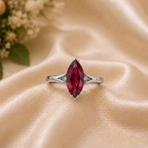 Ruby Gemstone Ring, 925 Sterling Silver Ring, Engagement Ring, Hand Made Jewelry, Wedding Ring, Birthstone Gift For Her