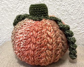 Grote gehaakte pompoen met steel en ranken - Oranje met verschillende kleuren, Seasonal Home Goods