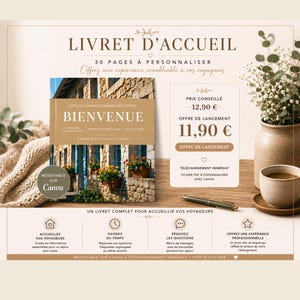 Livret d'accueil gîte modèle Canva personnalisable