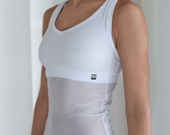 Tank top in WHITE with tulle