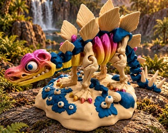 Stégosaure arc-en-ciel articulé, figurine de dinosaure imprimée en 3D, décoration préhistorique mobile