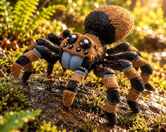 Articulated 3D Printed Tarantula Figurine, Movable Legs, Fuzzy Texture, Halloween Decor