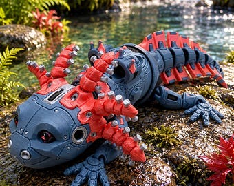 Axolotl robot articulé, figurine de salamandre robot de science-fiction imprimée en 3D (multicolore)