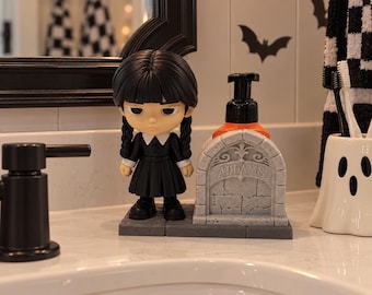 Porte-savon gothique inspiré du mercredi | Pierre tombale Addams, décoration d'Halloween (impression 3D)