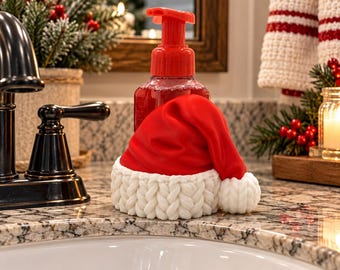 Porte-savon en forme de bonnet de Père Noël imprimé en 3D | Décoration de salle de bain de Noël (compatible avec les savons moussants)
