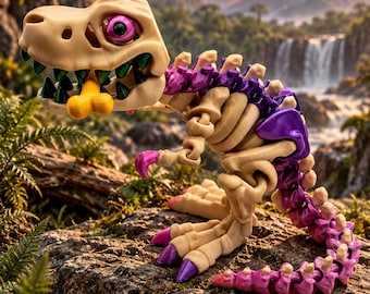 Squelette de dinosaure T-Rex arc-en-ciel, figurine imprimée en 3D, décoration fantastique