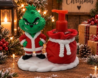 Porte-savon Grinch de Noël | Décoration de salle de bain de Noël (Insert pour bougie disponible)