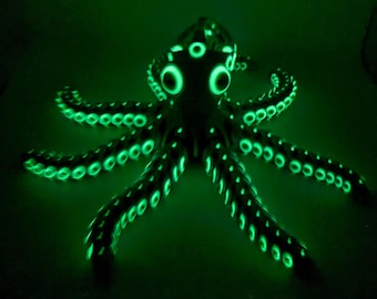 Poulpe robot phosphorescent, jouet anti-stress articulé imprimé en 3D de science-fiction