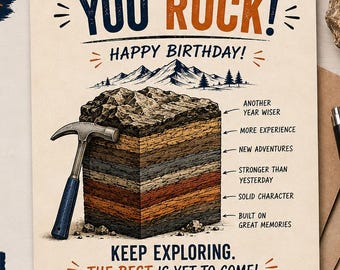 Tarjeta de cumpleaños divertida para geólogo / ¡Eres genial! Feliz cumpleaños / PDF imprimible de 5x7 pulgadas / Regalo de geología / Tarjeta de ingeniero de minas / Descarga instantánea