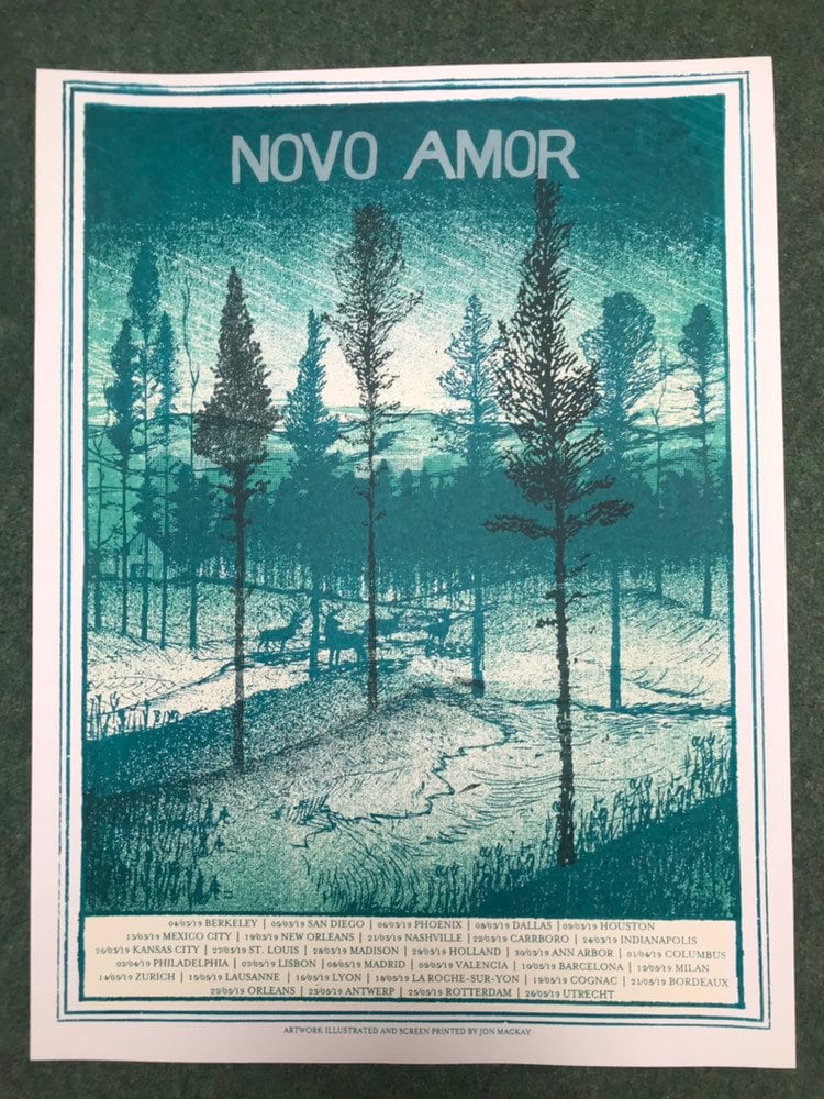 Novo Amor Silk Screen Printed Gig Poster for Their European and