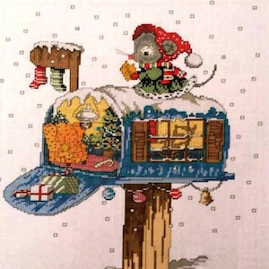 Mrs Mouse Christmas Mail Box Cross Stitch Chart