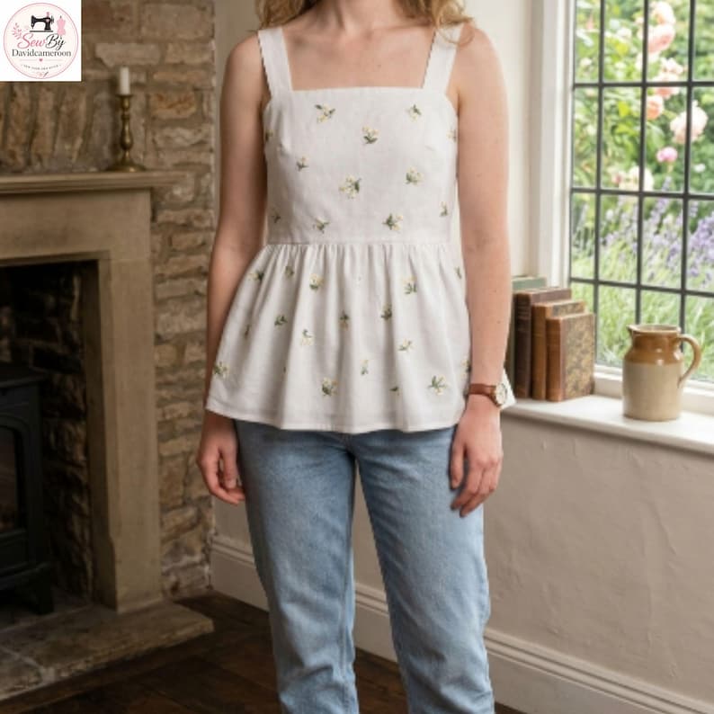 Peplum Top Sewing Pattern PDF | Square Neck Tank Top Pattern | Women's ...