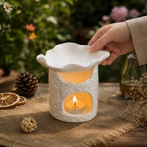 Japanese Ceramic Wax Melt Warmer - Nordic Incense Burner & Oil Diffuser, Tree Stump Aroma Lamp, Minimalist Home Decor