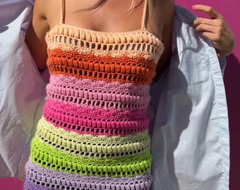 Under the Rainbow Crochet Dress Pattern | Boho Summer Beach Style (PDF Download)