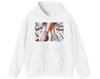 Two Moods Sneakers and Heels Illustration Hoodie | Fashion Shoes Graphic
