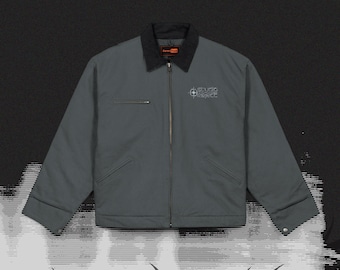Industrial Canvas Work Jacket | Duck Cloth Utility Coat | Minimalist Streetwear Zip-Up | STUDIOREJECT Embroidered Apparel