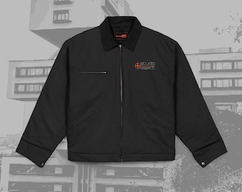 Industrial Canvas Work Jacket | Duck Cloth Utility Coat | Minimalist Streetwear Zip-Up | STUDIOREJECT Embroidered Apparel