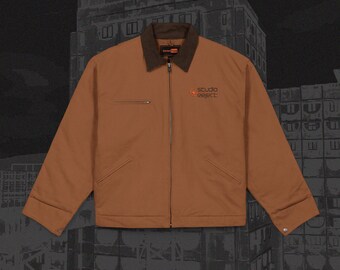 Industrial Canvas Work Jacket | Duck Cloth Utility Coat | Minimalist Streetwear Zip-Up | STUDIOREJECT Embroidered Apparel