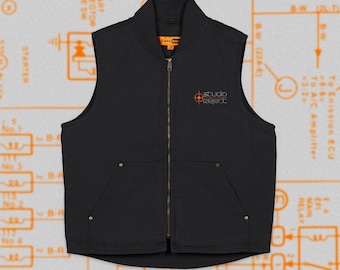Black Canvas Utility Vest | Heavyweight Duck Cloth Workwear Zip-Up | Industrial Urban Outerwear | STUDIOREJECT Streetwear