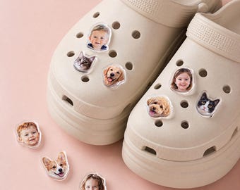 Personalized Pet Photo Shoe Charms, Custom Dog Cat Portrait Shoe Clips, Baby Face Shoe Decoration, Custom Shoe Accessories