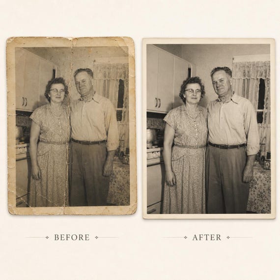 Custom Black & White Photo Restoration | Old Photo Repair | Damaged Photo Fix | Digital Download