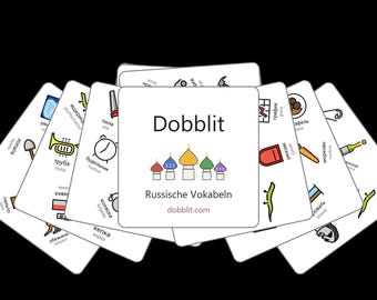 Russisches Vokabel-Zuordnungsspiel – Kyrillische Bildkarten