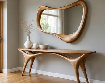 Modern Entryway Table – Sculptural Hallway Furniture – Luxury Wooden Console