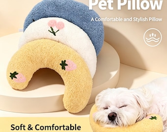 U-förmiges Haustierkissen, atmungsaktive Sommermatte, ergonomische Nackenstütze für Katzen und Hunde