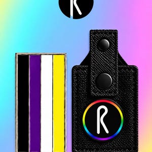 Identyfikator z klipsem i brelokiem dla osób niebinarnych