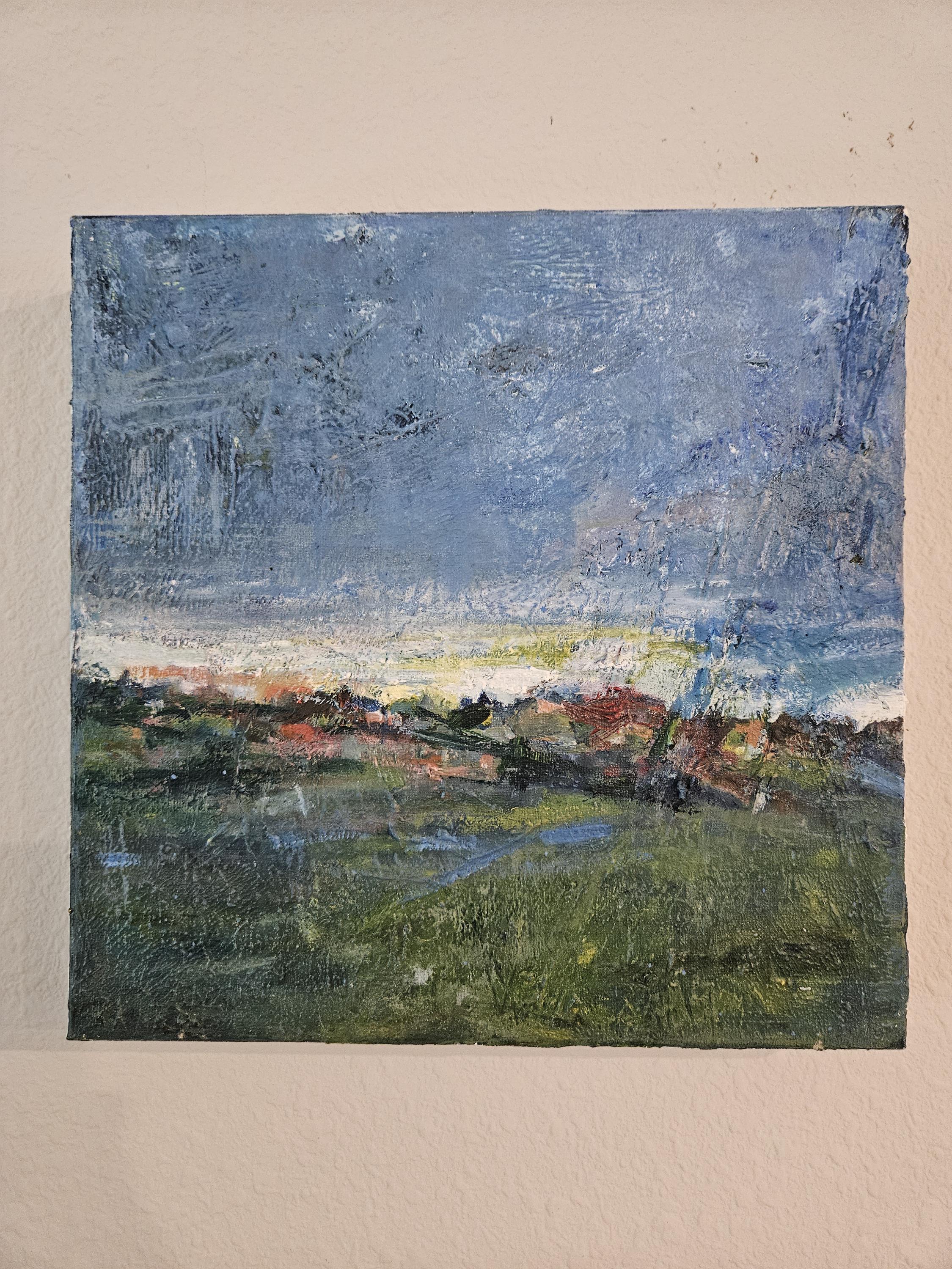 抽象風景画 油彩 小さな抽象風景油絵：「clearing」 12インチ x 12インチ - Etsy 日本