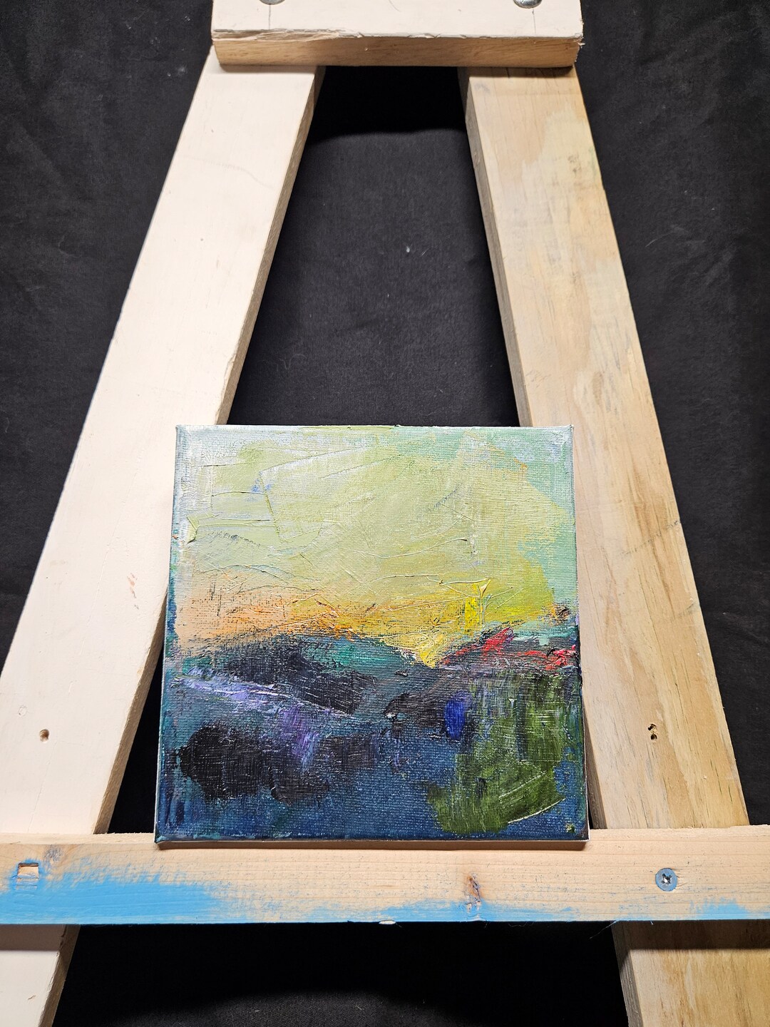 Original Oil Painting Canvas Small Tiny Abstract Landscape Painting ...