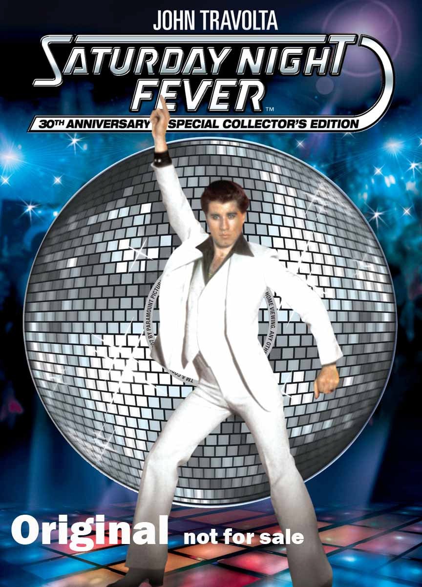 Large saturday night fever movie poster brindle french bulldog