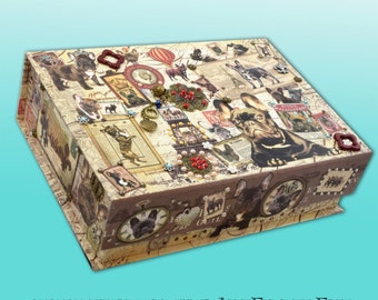 Ornate Embellished Decorative Chest Box Decoupaged French Bulldogs-Brindle Black-Jewelry-Keepsake-Artwork-Memorial-Gift-Dog Art-Office