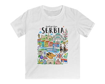 Greetings from Serbia Kids Tee | Belgrade landmarks, Serbian culture illustration